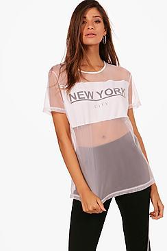 Boohoo Taylor New York Mesh T-shirt