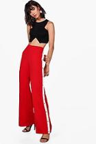 Boohoo Freya Popper Side Crepe Wide Leg Trousers