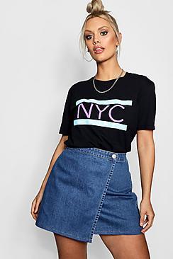 Boohoo Plus Jodie Nyc Slogan-shirt