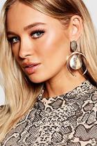 Boohoo Oval Cut Out Coin Earrings