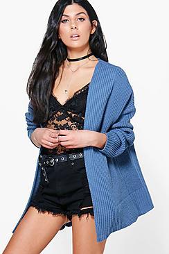 Boohoo Lottie Oversized Rib Cardigan