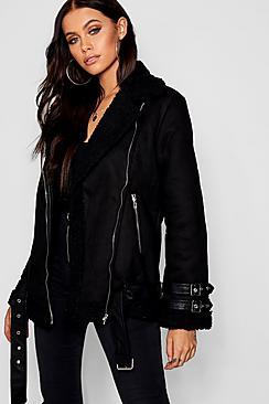 Boohoo Borg Lined Aviator