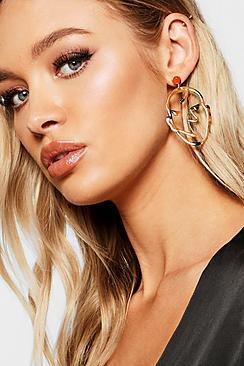 Boohoo Abstract Face Tortoiseshell Statement Earrings