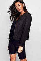 Boohoo Ivy Collarless Cropped Woven Jacket