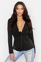 Boohoo Tie Front Blouse