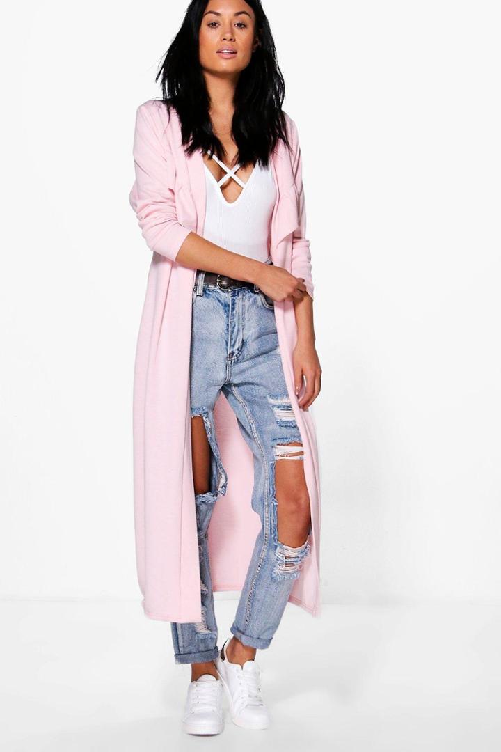 Boohoo Sarah Frill Detail Longline Duster Lotus