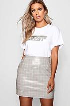 Boohoo Plus High Shine Checked A Line Mini Skirt