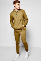 Boohoo Oversized Destroyed Hooded Tracksuit Khaki