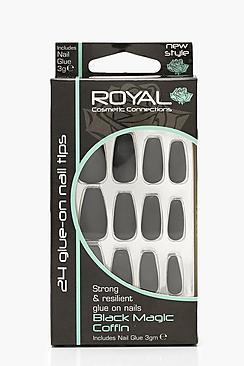 Boohoo 24 Black Magic False Nails With Glue