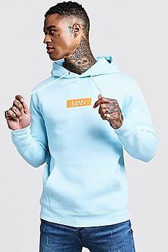 Boohoo Man Box Logo Print Hoodie
