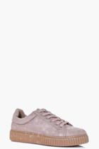Boohoo Rose Lace Up Chunky Sole Trainer Stone