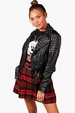 Boohoo Aimee Eyelet Detail Biker Jacket