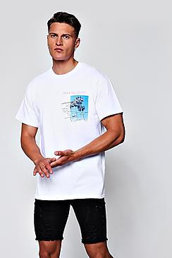 Boohoo Ventura Beach Print Oversized T-shirt