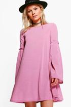 Boohoo Olivia Ruffle Flare Sleeve Swing Dress Lilas