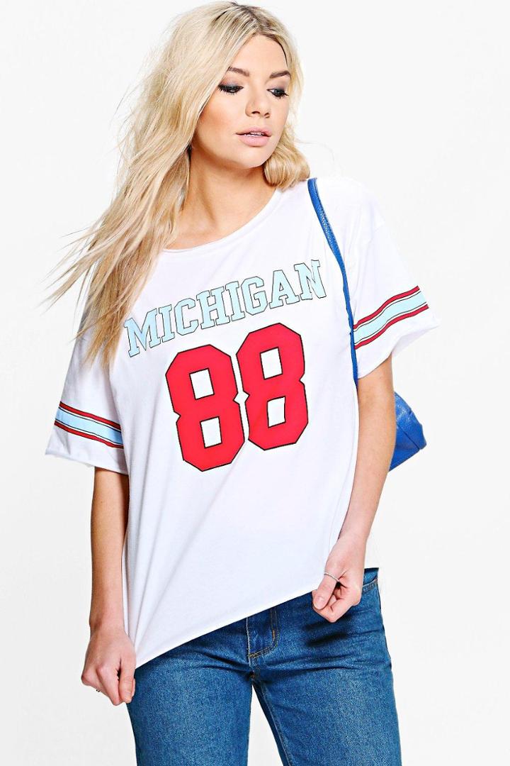 Boohoo Hazel Michigan Distressed Oversized T-shirt Multi