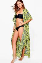 Boohoo Charlotte Leaf Beach Kimono Blue