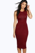 Boohoo Lindsey Sleeveless Midi Dress Wine
