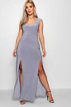 Boohoo Plus Slinky Double Split Maxi Dress