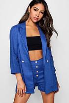 Boohoo Linen Oversized Plain Jacket With Button Detail