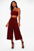 Boohoo Sofie Tie Waist Culotte Co-ord Set