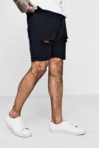 Boohoo Slim Fit Distressed Denim Shorts With Turn Up