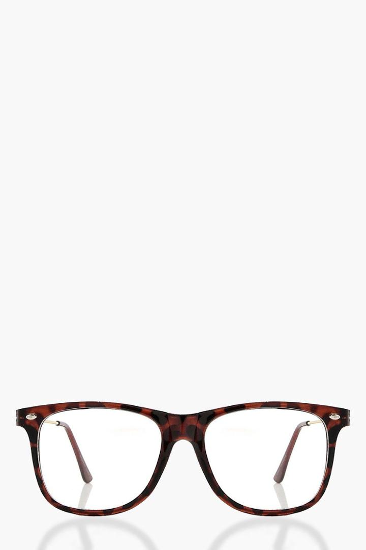 Boohoo Millie Clear Lens Retro Sunglasses Brown