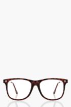Boohoo Millie Clear Lens Retro Sunglasses Brown