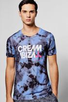 Boohoo Tie Dye Cream Ibiza T Shirt Blue