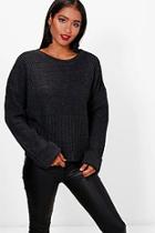 Boohoo Hailey Turn Up Cuff Rib Edge Jumper