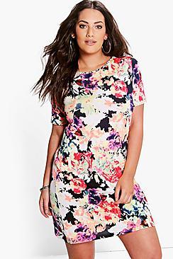 Boohoo Plus Caia Floral Printed Shift Dress