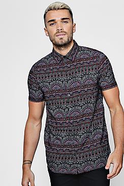 Boohoo Aztec Print Short Sleeve Shirt