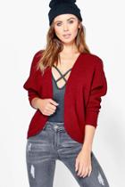 Boohoo Petite Annie Batwing Cardigan Berry