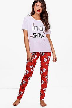 Boohoo Saffron 'let It Snow' Tee & Legging Set