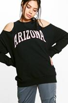 Boohoo Arial Arizona Slogan Cold Shoulder Sweat Shirt Black