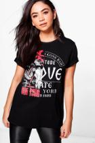 Boohoo Jess Lazer Cut Back Splice Front Tee Black