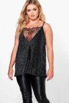Boohoo Plus Ria Lace Detail Shimmer Swing Cami Multi