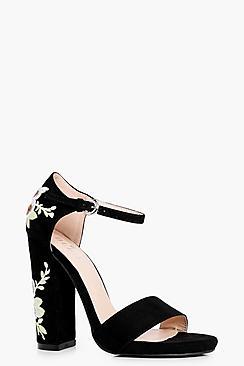 Boohoo Bella Embroidered Block Heel Two Part