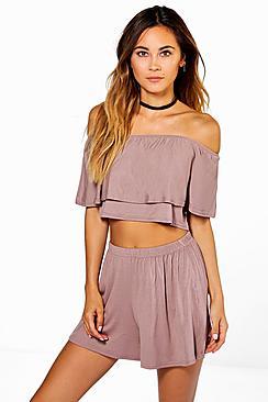 Boohoo Jen Off The Shoulder Top + Short Co-ord