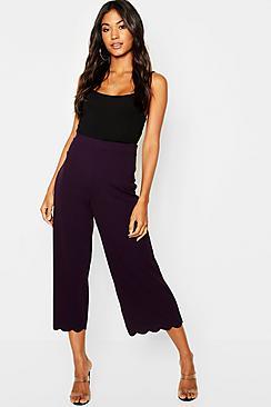 Boohoo Scallop Trim Crepe Culottes