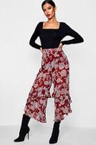 Boohoo Juliet Woven Paisley Frill & Tier Hem Culotte