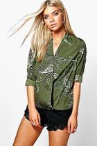 Boohoo Kellie Paisley Wrap Shirt