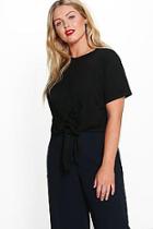 Boohoo Plus Sadie Bow Detail Tie T-shirt