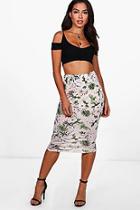 Boohoo Aurora Tropical Floral Midi Skirt