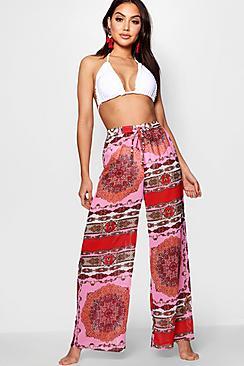 Boohoo Millie Scarf Print Beach Trouser