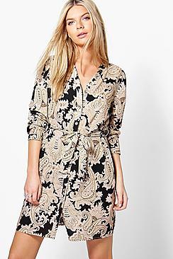 Boohoo Ilka Paisley Shirt Dress