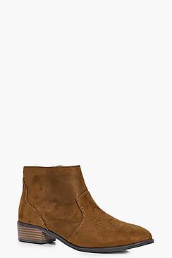 Boohoo Rebecca Western Stitch Ankle Boot