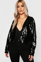 Boohoo Plus Large Sequin Balloon Sleeve Jacket