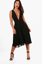 Boohoo Mallorie Chiffon Plunge Neck Midi Dress