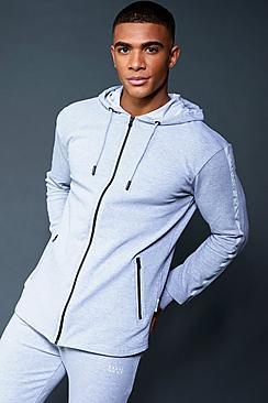 Boohoo Active Zip Through Hoodie With Reflective Panel