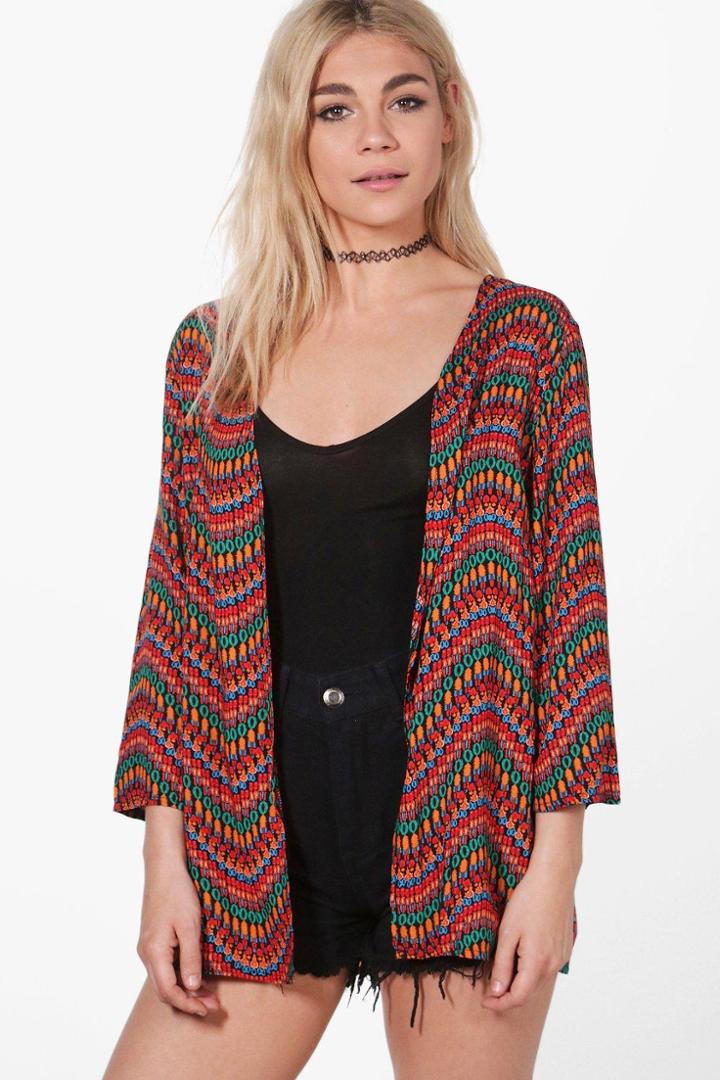 Boohoo Sally Stripe Pattern Kimono Orange